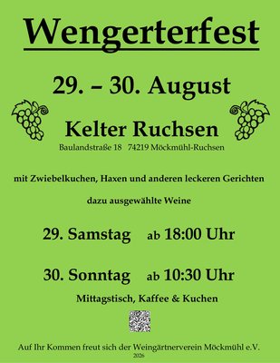 Plakat Wengerterfest 2026 in M�ckm�hl-Ruchsen